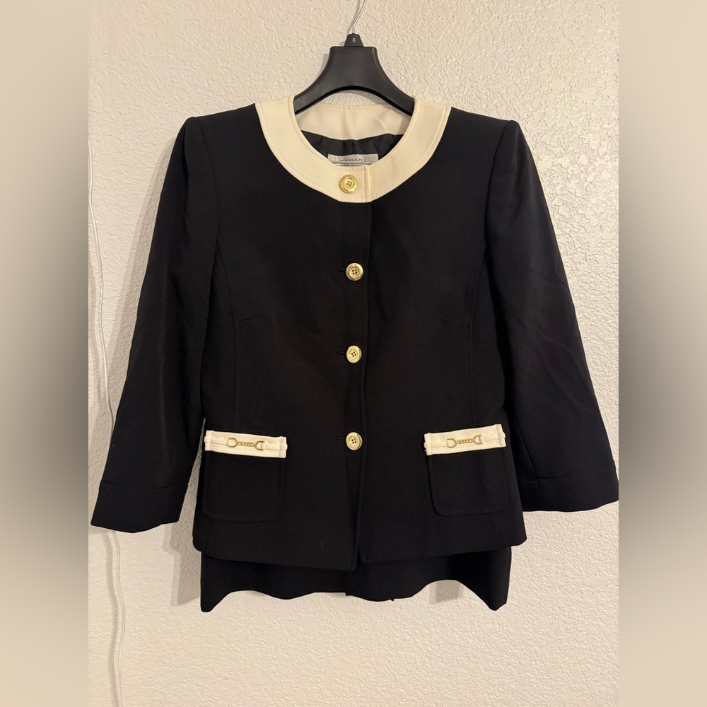 Tahari Black and White Women's Jacket & Skirt Suit Set